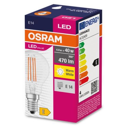 LED Bulb FILAMENT P40 E14/4W/230V 2700K - Osram