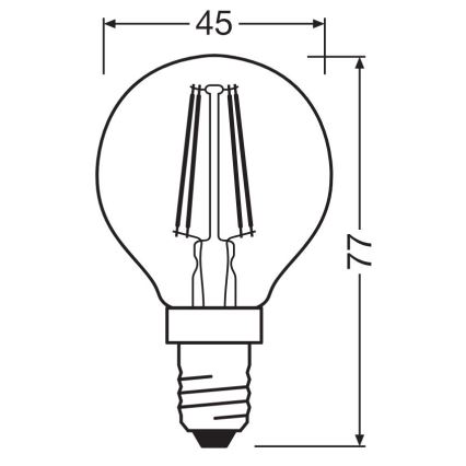 LED Bulb FILAMENT P40 E14/4W/230V 2700K - Osram