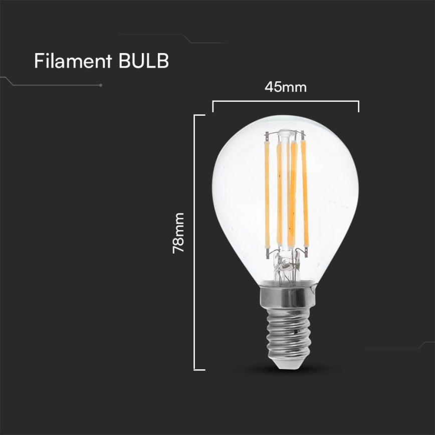 LED Bulb FILAMENT P45 E14/6W/230V 4000K