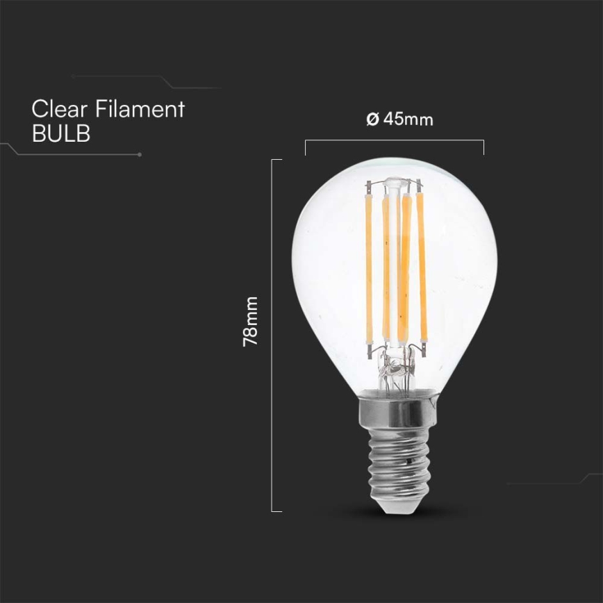 LED Bulb FILAMENT P45 E14/6W/230V 6500K