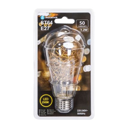 LED Bulb FILAMENT ST64 E27/1,2W/230V 2500K - Aigostar