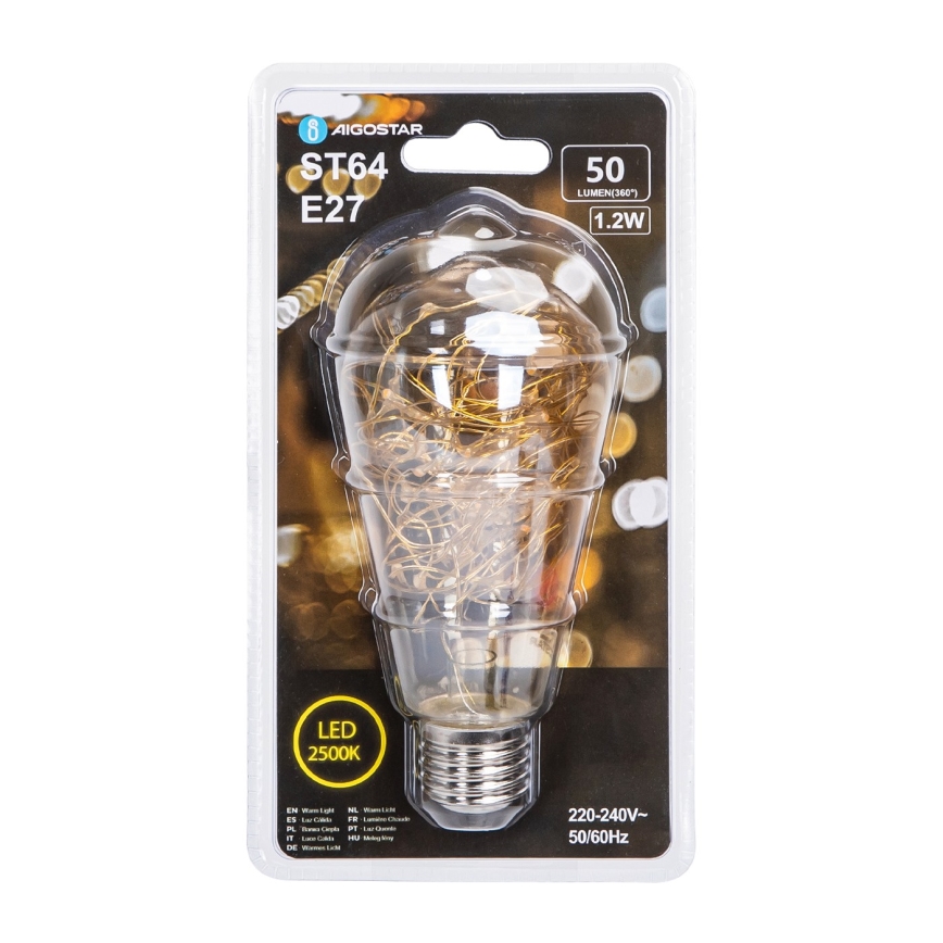 LED Bulb FILAMENT ST64 E27/1,2W/230V 2500K - Aigostar