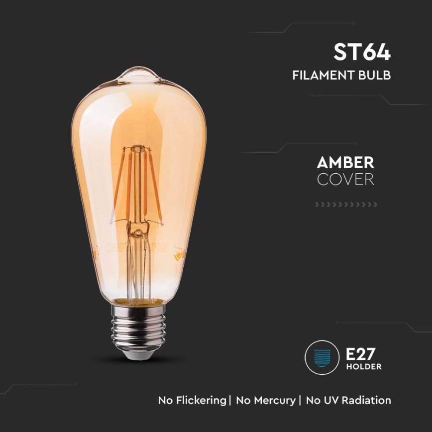LED Bulb FILAMENT ST64 E27/6W/230V 2200K