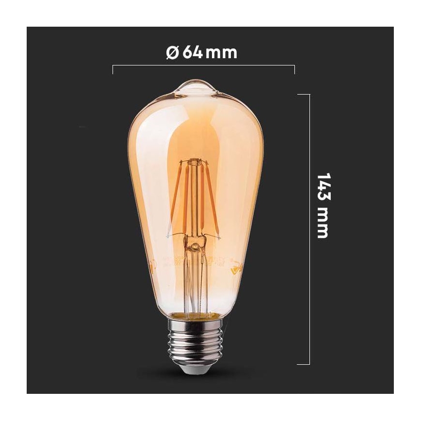LED Bulb FILAMENT ST64 E27/6W/230V 2200K