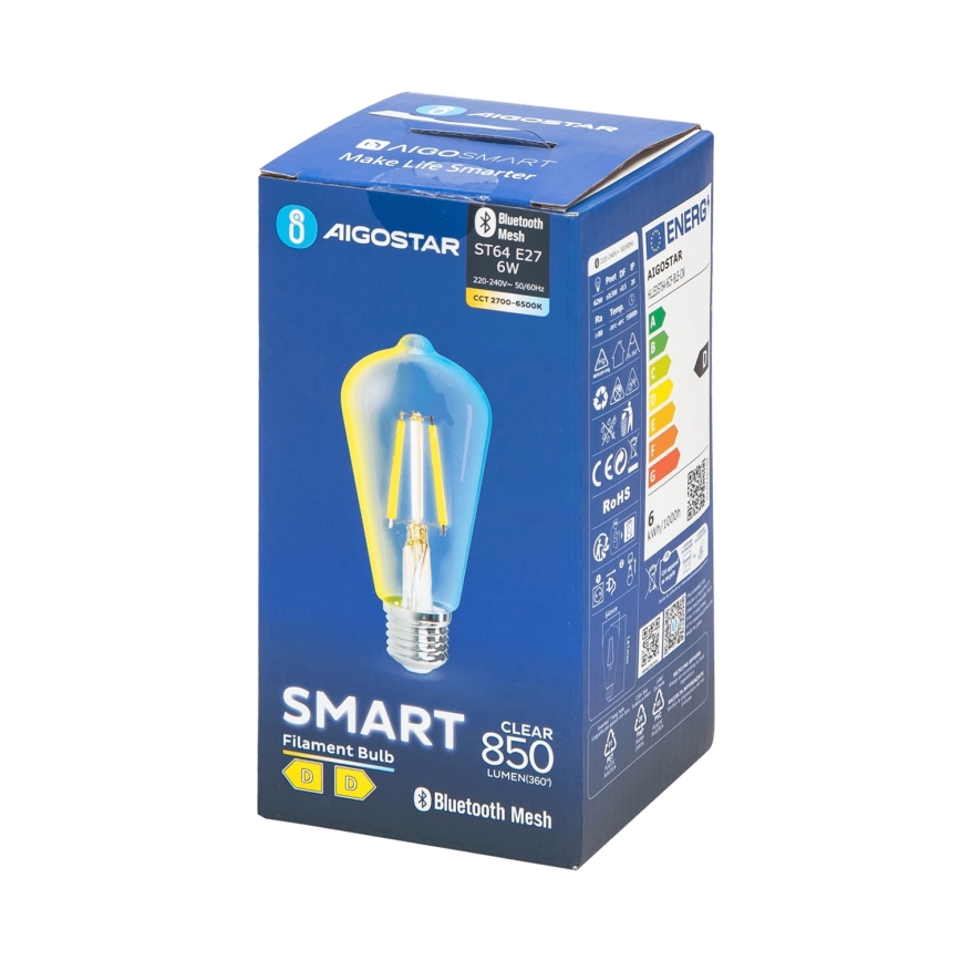 LED Dimmable bulb FILAMENT MESH Smart ST64 E27/6W/230V 2700-6500K - Aigostar