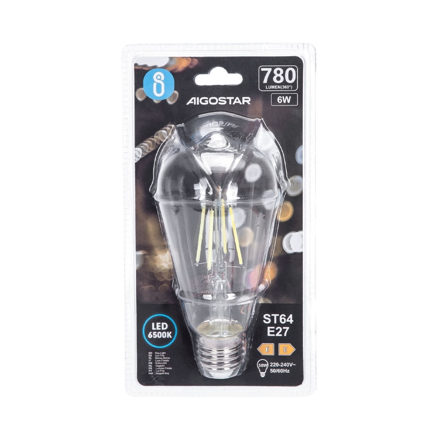 LED Bulb FILAMENT ST64 E27/6W/230V 6500K - Aigostar