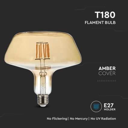 LED Bulb FILAMENT T180 E27/8W/230V 1800K
