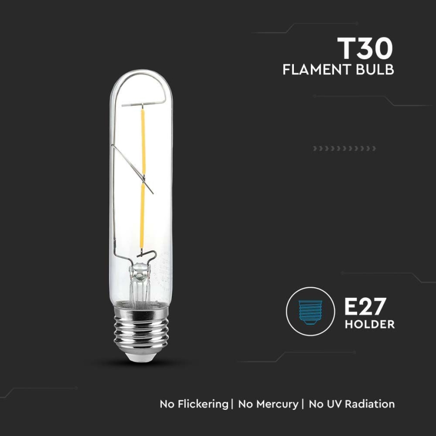 LED Bulb FILAMENT T30 E27/2W/230V 3000K
