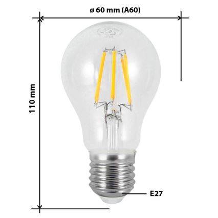 LED Bulb FILAMENT VINTAGE A60 E27/7W/230V 2700K