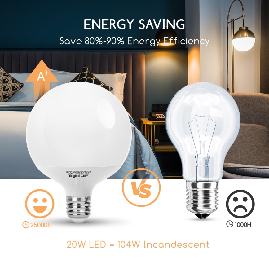 LED Bulb G120 E27/20W/230V 3000K - Aigostar
