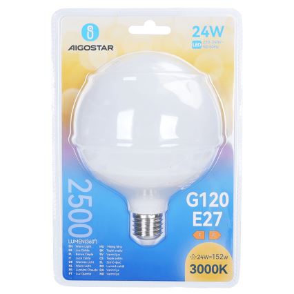 LED Bulb G120 E27/24W/230V 3000K - Aigostar