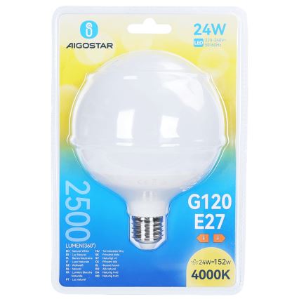 LED Bulb G120 E27/24W/230V 4000K - Aigostar