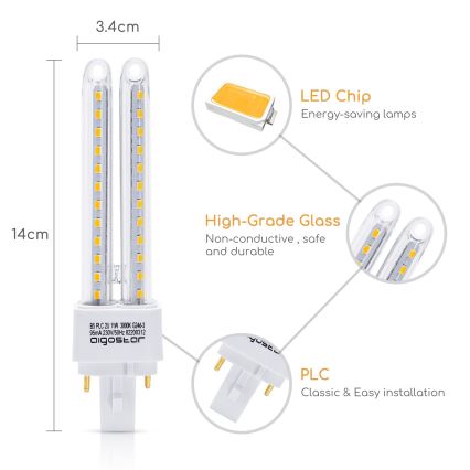 LED Bulb G24D-3/11W/230V 3000K - Aigostar