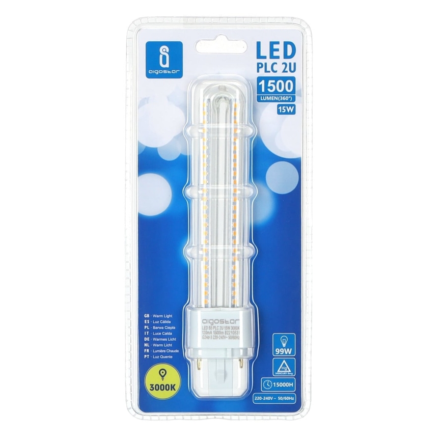 LED Bulb G24D-3/15W/230V 3000K - Aigostar