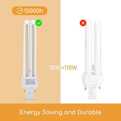 LED Bulb G24D-3/15W/230V 4000K - Aigostar