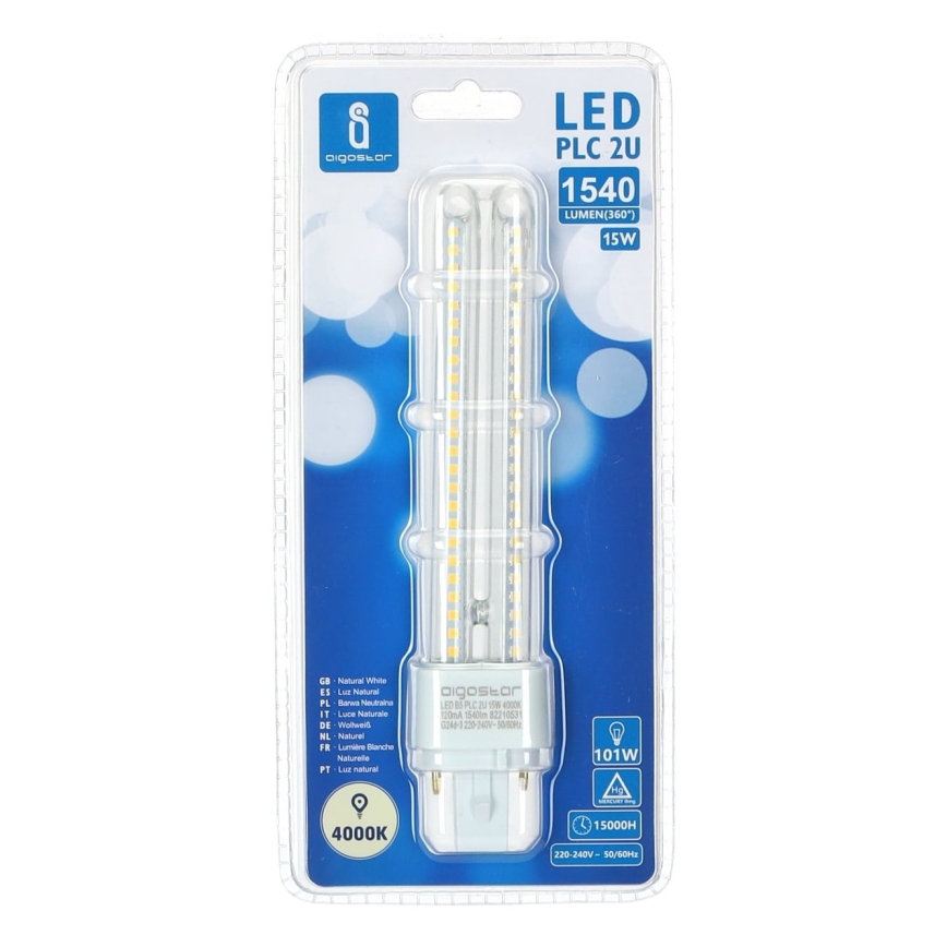 LED Bulb G24D-3/15W/230V 4000K - Aigostar
