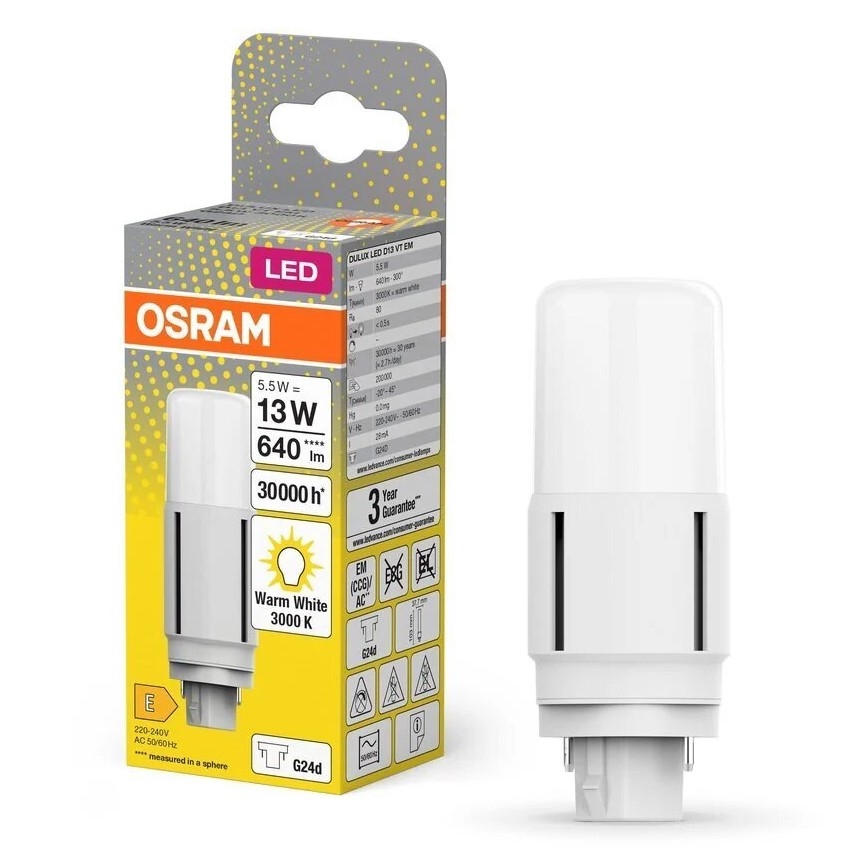 LED Bulb G24d/5,5W/230V 3000K - Osram