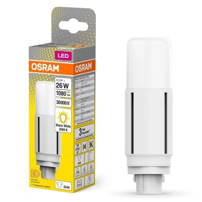LED Bulb G24d/9,5W/230V 3000K - Osram
