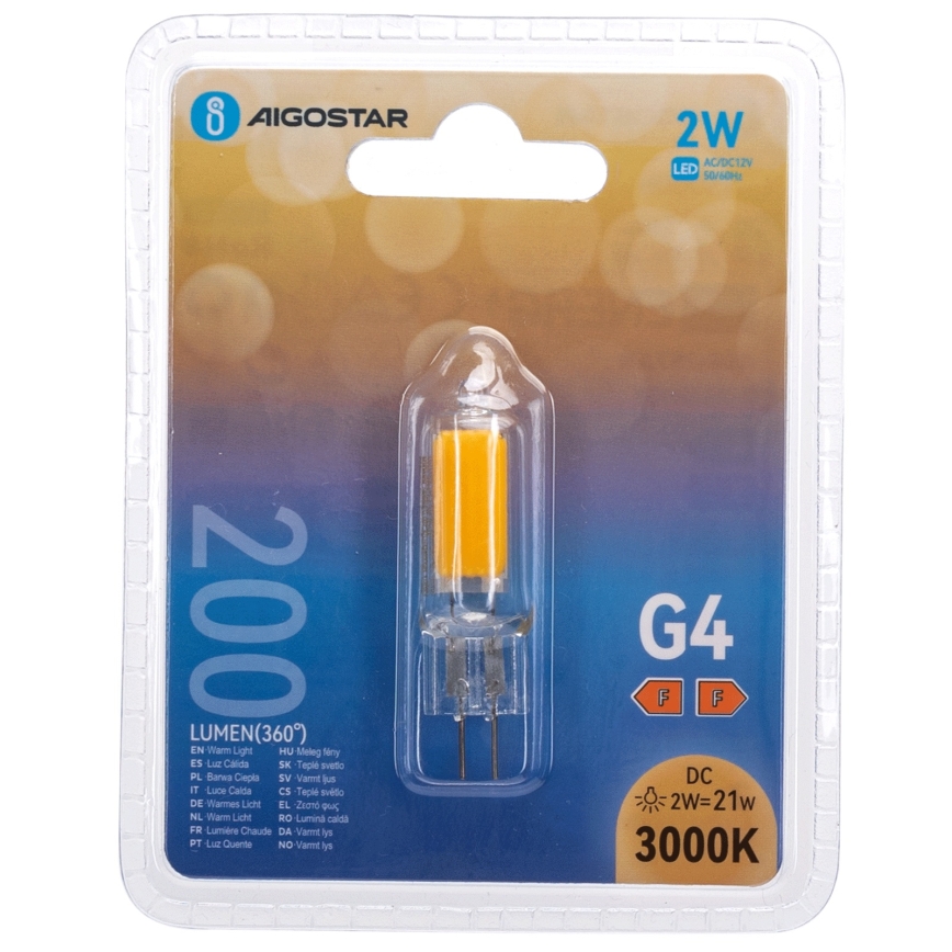 LED Bulb G4/2W/12V 3000K - Aigostar