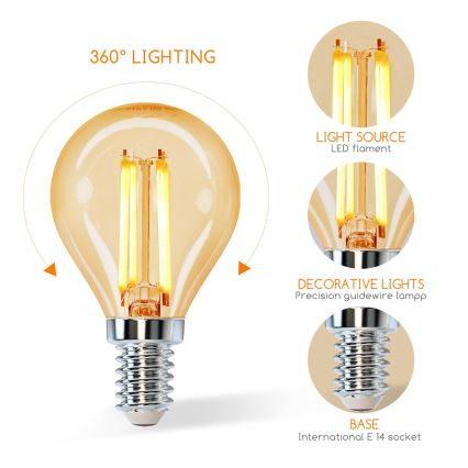 LED bulb G45 E14/4W/230V 2200K - Aigostar