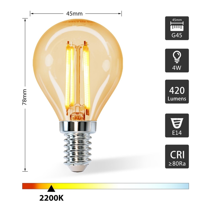 LED bulb G45 E14/4W/230V 2200K - Aigostar