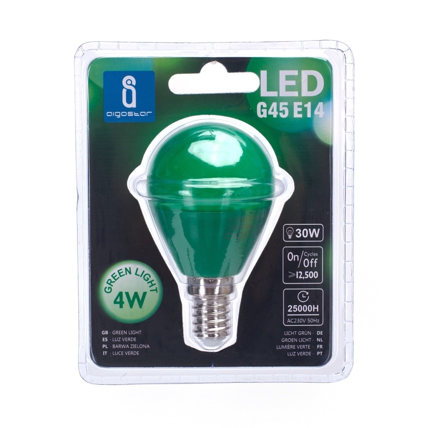 LED Bulb G45 E14/4W/230V green - Aigostar