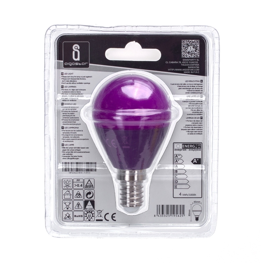 LED Bulb G45 E14/4W/230V purple - Aigostar