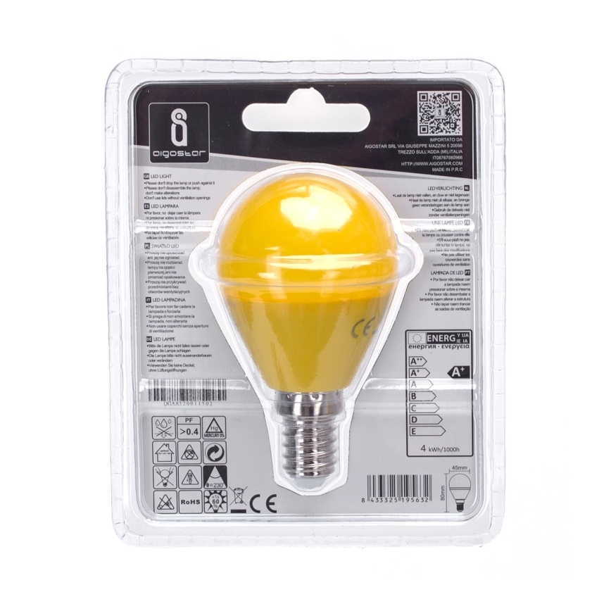 LED Bulb G45 E14/4W/230V yellow - Aigostar