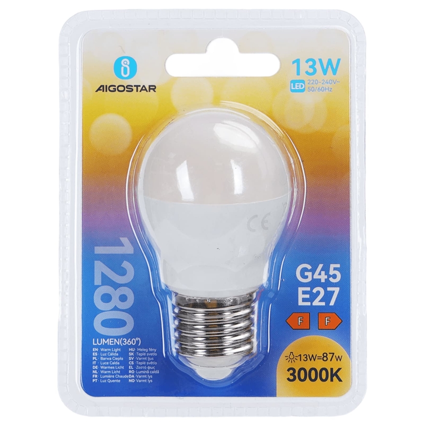 LED Bulb G45 E27/13W/230V 3000K - Aigostar