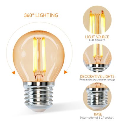LED bulb G45 E27/6W/230V 2200K - Aigostar