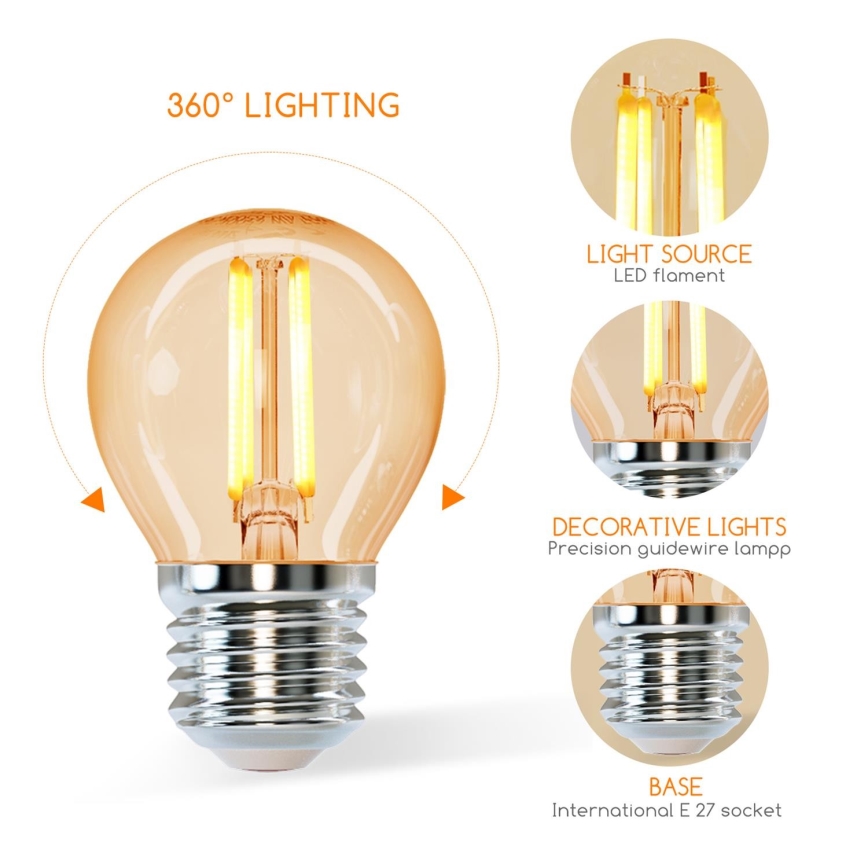 LED bulb G45 E27/6W/230V 2200K - Aigostar