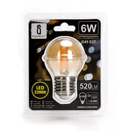 LED bulb G45 E27/6W/230V 2200K - Aigostar