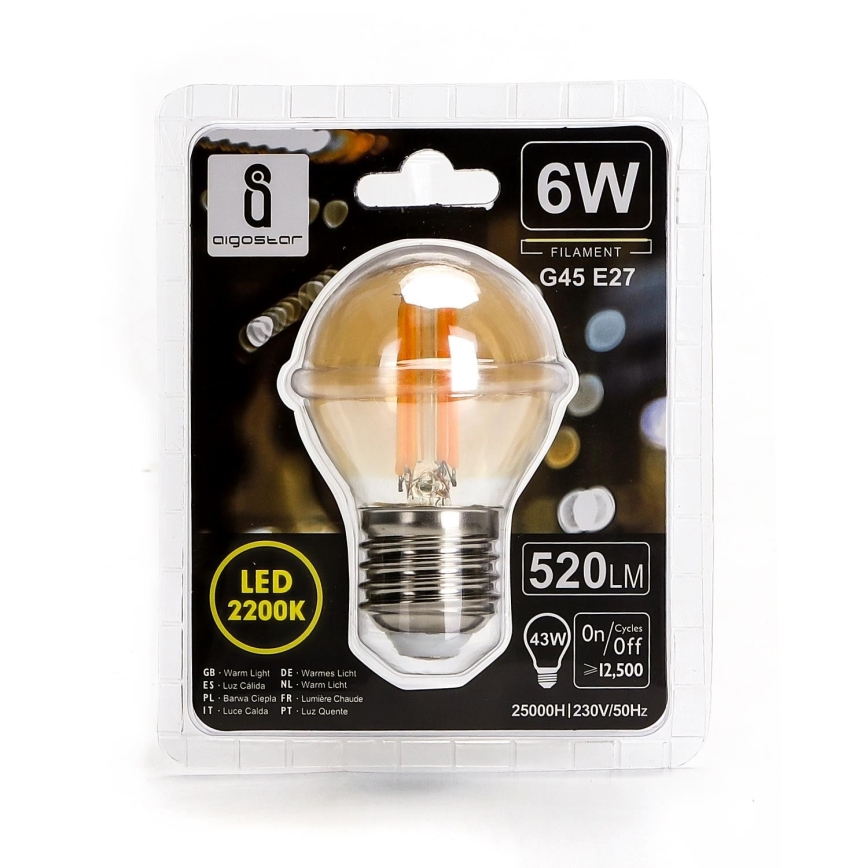 LED bulb G45 E27/6W/230V 2200K - Aigostar