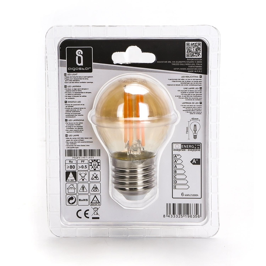 LED bulb G45 E27/6W/230V 2200K - Aigostar