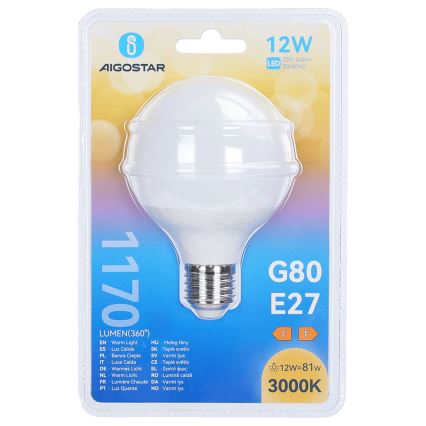 LED Bulb G80 E27/12W/230V 3000K - Aigostar