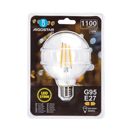 LED Bulb G95 E27/10W/230V 2700K - Aigostar