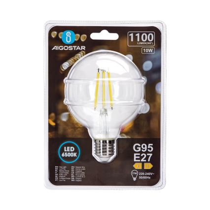 LED Bulb G95 E27/10W/230V 6500K - Aigostar