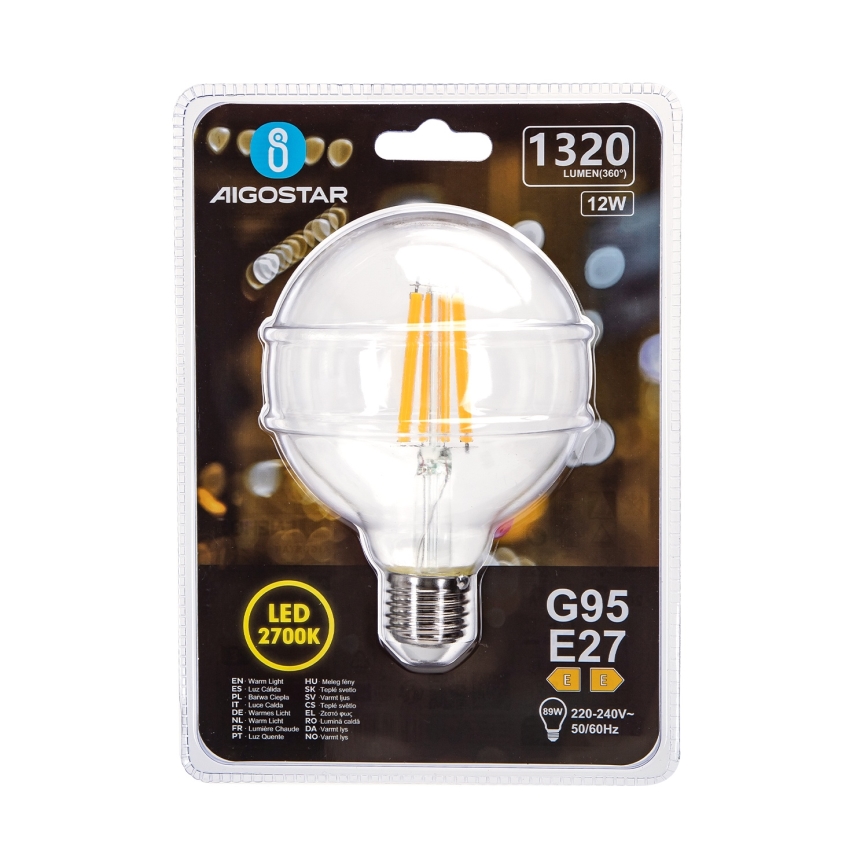 LED Bulb G95 E27/12W/230V 2700K - Aigostar
