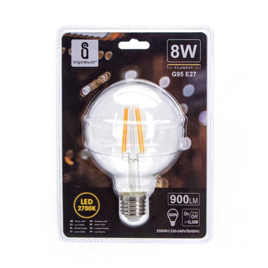 LED bulb G95 E27/8W/230V 2700K - Aigostar