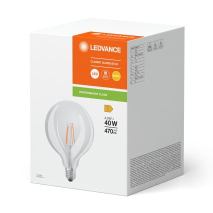 LED Bulb GLOBE CLASSIC FILAMENT G125 E27/4W/230V 2700K - Ledvance