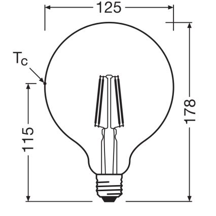 LED Bulb GLOBE CLASSIC FILAMENT G125 E27/4W/230V 2700K - Ledvance