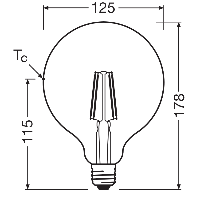 LED Bulb GLOBE CLASSIC FILAMENT G125 E27/4W/230V 2700K - Ledvance