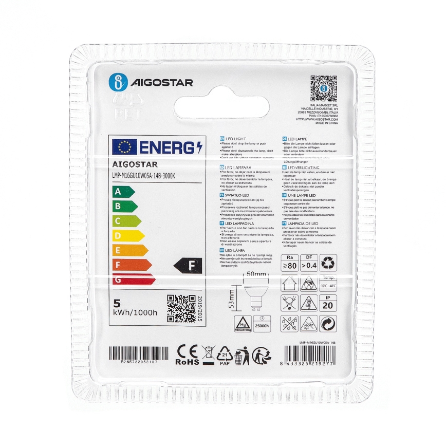 LED Bulb GU10/4,5W/230V 3000K - Aigostar