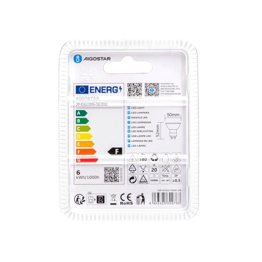 LED Bulb GU10/6W/230V 3000K - Aigostar