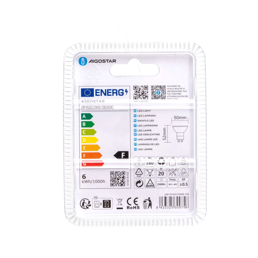 LED Bulb GU10/6W/230V 6500K - Aigostar