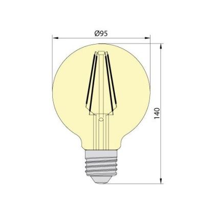 LED bulb LEDSTAR AMBER G95 E27/8W/230V 2200K