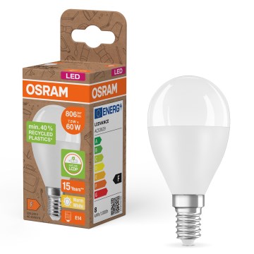 LED bulb made from recycled plastic P45 E14/7,5W/230V 2700K - Osram