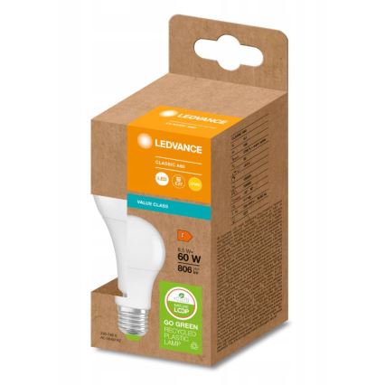 LED Bulb made of recycled plastic A60 E27/8,5W/230V 2700K - Ledvance