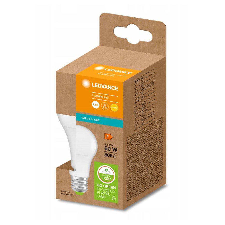 LED Bulb made of recycled plastic A60 E27/8,5W/230V 2700K - Ledvance