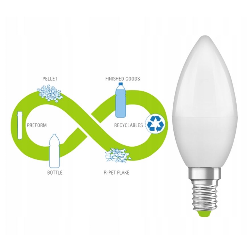 LED Bulb made of recycled plastic B40 E14/4,9W/230V 4000K - Ledvance